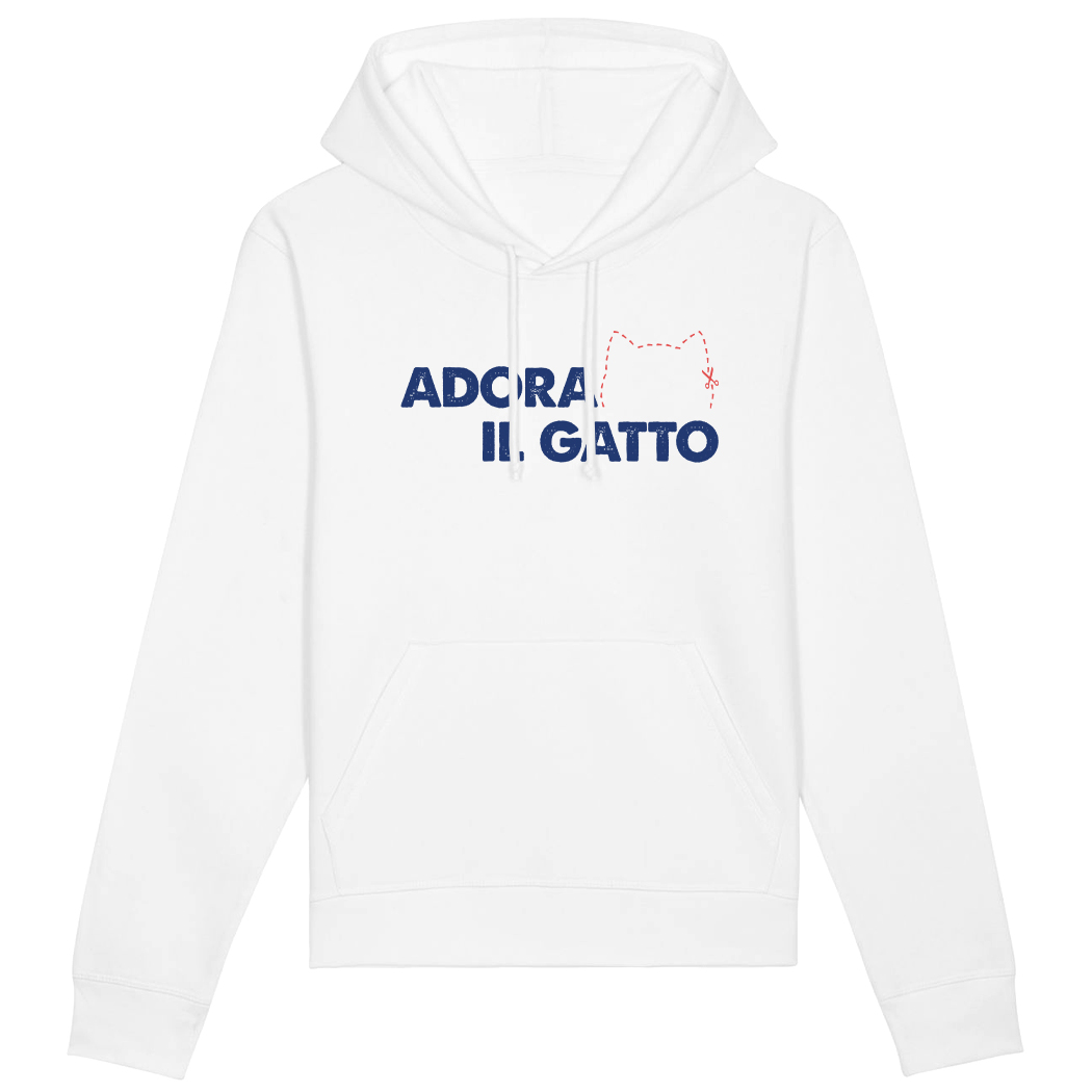 FELPA CAPPUCCIO - ADORA IL GATTO white