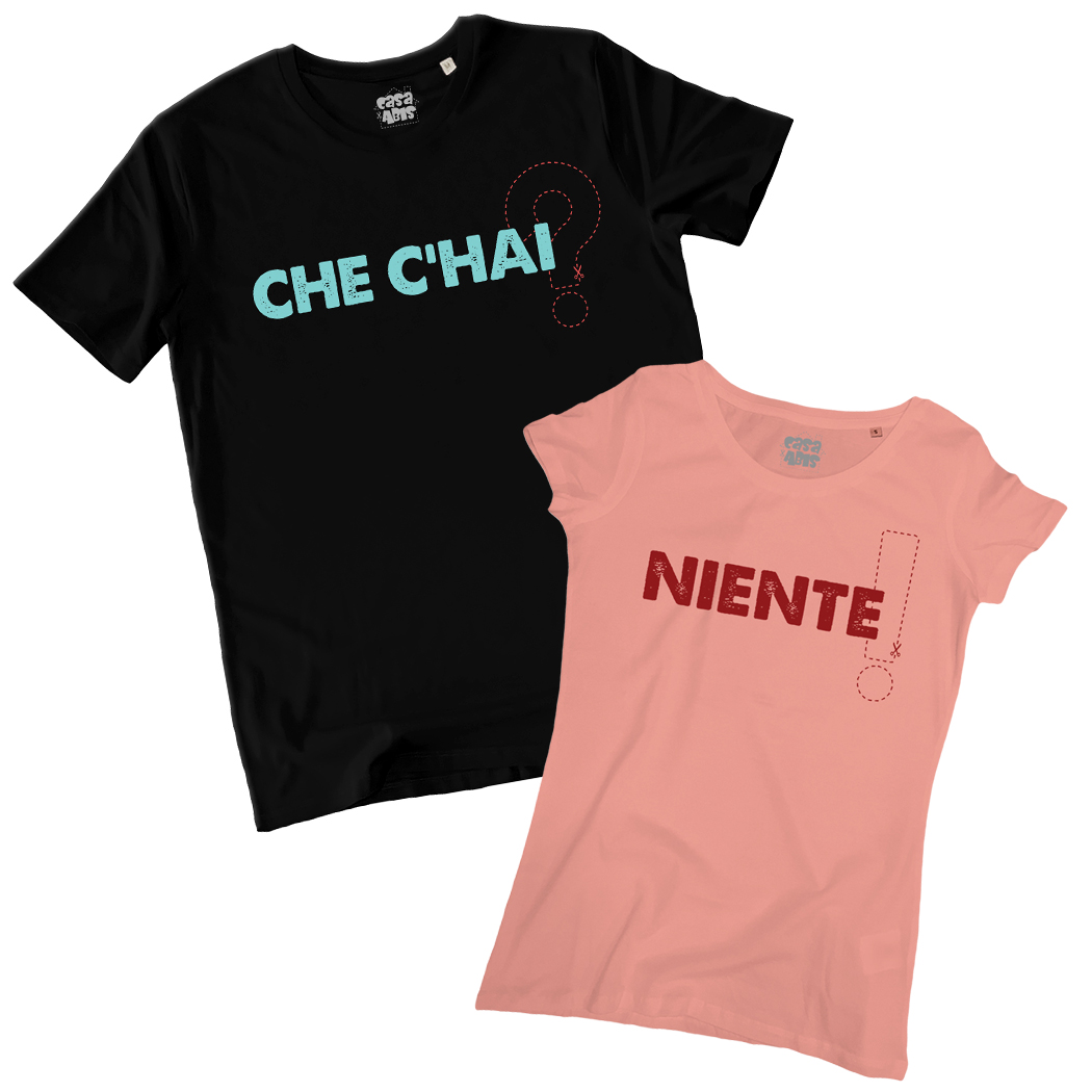 T-SHIRT COPPIA - CHE C'HAI black + rose-clay