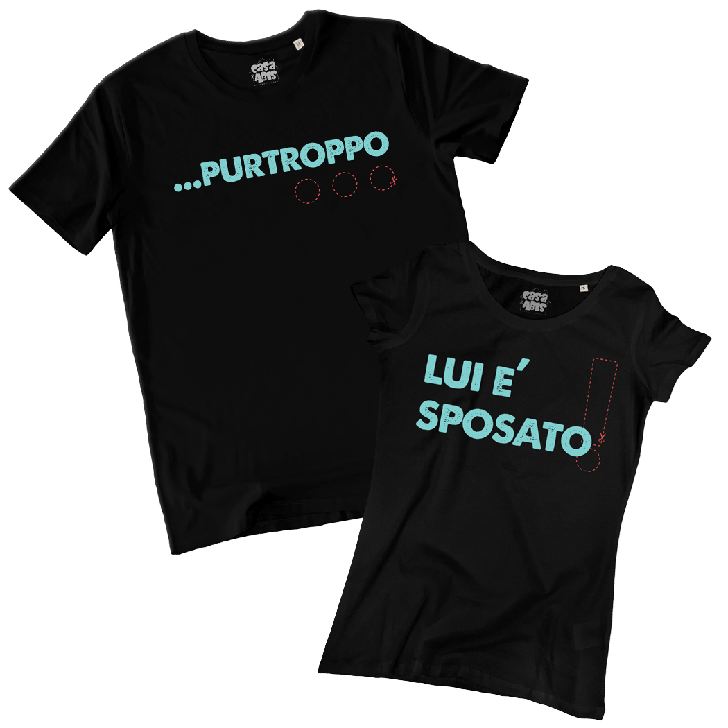 T-SHIRT COPPIA - LUI E' SPOSATO black
