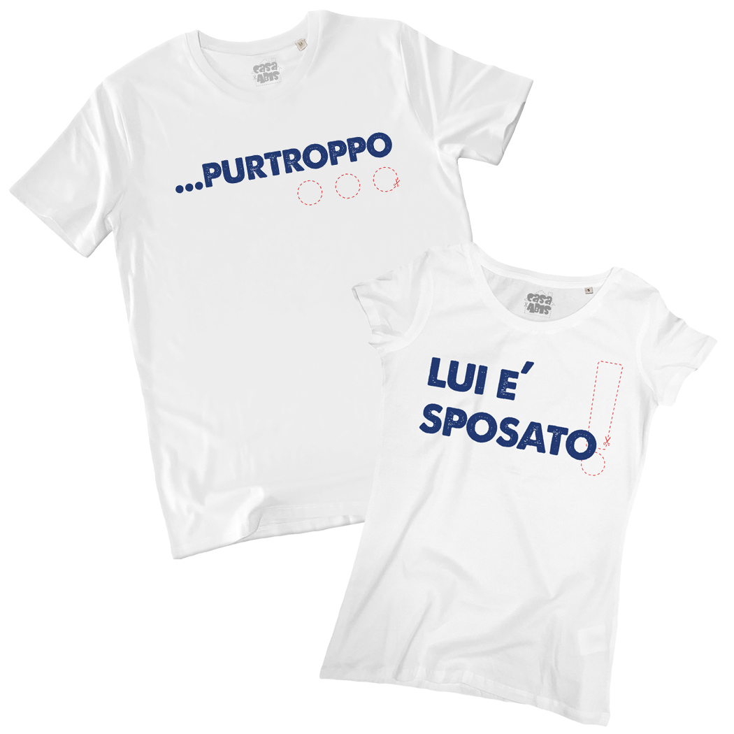 T-SHIRT COPPIA - LUI E' SPOSATO white