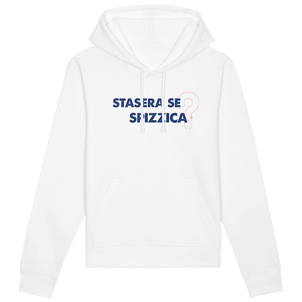 FELPA CAPPUCCIO - STASERA SE SPIZZICA white